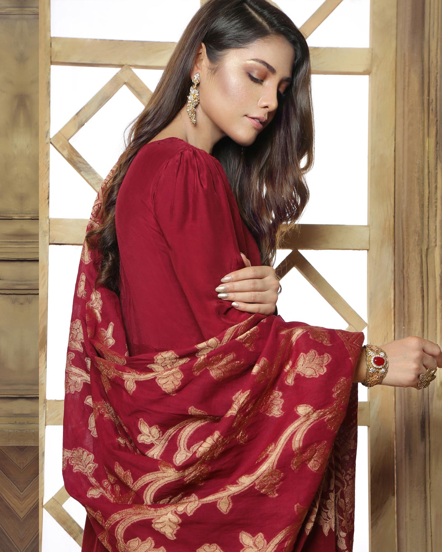 Maroon Dress (3 PC) Stitched